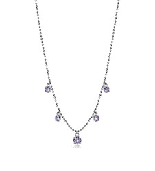 Blyštivý oceľový náhrdelník so zirkónmi Desideri BEIN013