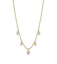 Blyštivý pozlátený náhrdelník so zirkónmi Desideri BEIN015