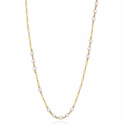 Dlhý pozlátený náhrdelník s perlami Desideri BFF157
