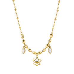 Elegantní pozlacený náhrdelník Lotosový květ Chakra BHKN158