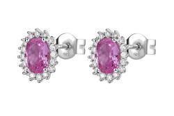 Elegantní stříbrné náušnice Fancy Vibrant Pink FVP14