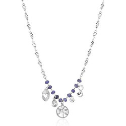 Krásný ocelový náhrdelník s korálky a přívěsky Chakra BHKN085