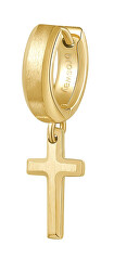 Moderner vergoldeter Single Ohrring Kreuz Ink BIK29