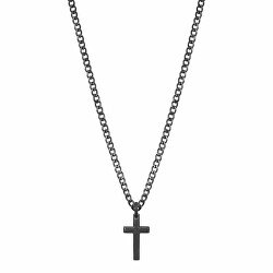Modische schwarze Halskette mit Kreuz Ink BIK20