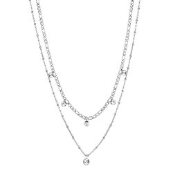 Oceľový dvojitý náhrdelník s kryštálmi Symphonia BYM81