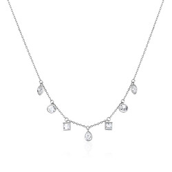 Půvabný ocelový náhrdelník s krystaly Rain BNR06