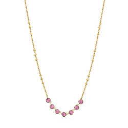 Pôvabný pozlátený náhrdelník s ružovými kryštálmi Symphonia BYM138