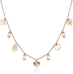 Růžově pozlacený ocelový náhrdelník s přívěsky Chant BAH08