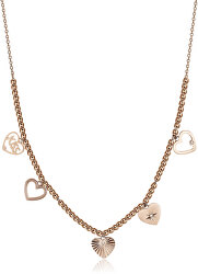 Růžově pozlacený ocelový náhrdelník s přívěsky Chant BAH10