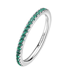 Třpytivý stříbrný prsten Fancy Life Green FLG65