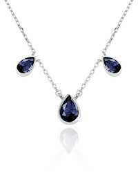 Luxusní stříbrný náhrdelník se safíry SAFAGS1/46