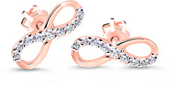 Cercei eleganți din aur roz cu diamante în formă de infinit DZ60149-30-00-X-4