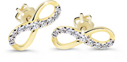 Cercei eleganți din aur galben cu diamante în formă de infinit  DZ60149-30-00-X-1