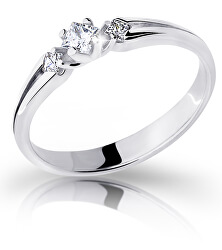 Elegantní zásnubní prsten z bílého zlata s diamanty DZ6866-2105-00-X-2