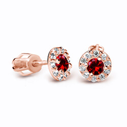 Luxusní náušnice z růžového zlata s rubíny a diamanty DZ60167-30-RU-X-4