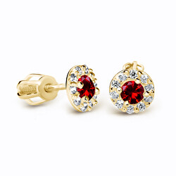 Luxusní náušnice ze žlutého zlata s rubíny a diamanty DZ60167-30-RU-X-1