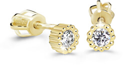 Minimalistasárga arany fülbevalók gyémántokkalDZ60236-30-00-X-1