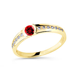Prsteň zo žltého zlata s rubínom a diamantmi DZ6708-2106-RU-X-1