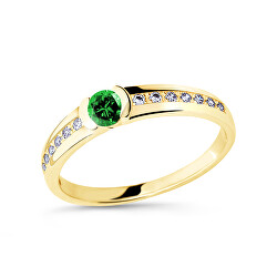 Prsten ze žlutého zlata se smaragdem a diamanty DZ6708-2106-SM-X-1
