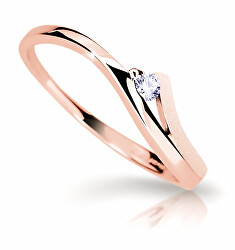 Pôvabný prsteň z ružového zlata s briliantom DZ6818-1718-00-X-4