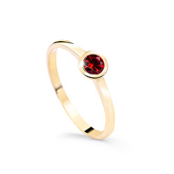 Okouzlující prsten ze žlutého zlata s rubínem DZ8004-RU-X-1