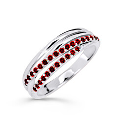 Třpytivý prsten z bílého zlata s rubíny DZ6716-3352-RU-X-2