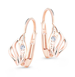 Luxus rózsaszín arany fülbevaló csillogó cirkónium kövekkel Z8024-55-10-X-L4