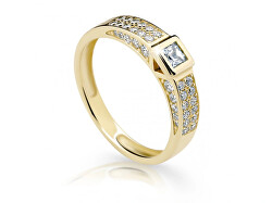 Trblietavý prsteň zo žltého zlata so zirkónmi Z6715-2361-10-X-1