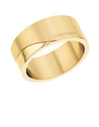 Elegant inel din oțel placat cu aur 35000199