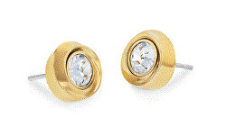 Luxusní pozlacené náušnice s krystaly Twisted Bezel Solitaire 35000772