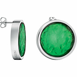 Cercei din alamă cu sticlă șlefuită, verde KJANGE020200