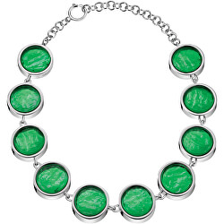 Colier din alamă cu sticlă șlefuită, verde KJANGN020100