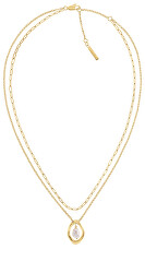 Colier delicat placat cu aur cu perle Edgy Pearls 35000559