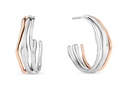 Půlkruhové bicolor náušnice z oceli CK Wavy 35000650