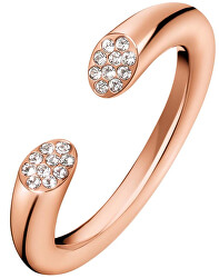 Otevřený růžově pozlacený prsten s krystaly Brilliant KJ8YPR1401