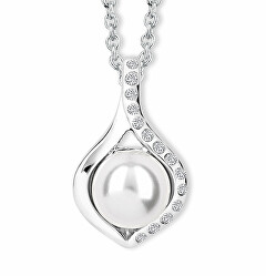 Elegante Halskette mit Perle und Kristallen Dahlia 30184.WHI.R