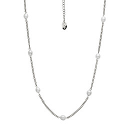 Pôvabný oceľový náhrdelník s perlami Tide Pearl 12243.E