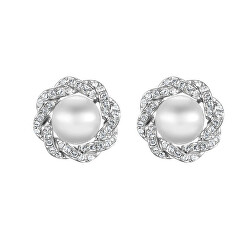 Luxusní náušnice s krystaly a perlou Rich pearl 42310.R