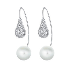 Moderní náušnice s krystaly Swarovski a perlou LuxePearl 42369.R