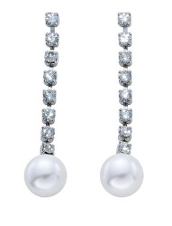 Elegantní náušnice s krystaly a perlou 42112.R