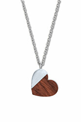 Romantický ocelový náhrdelník Wooden Heart 30450.W1.E