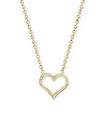 Romantikus aranyozott nyaklánc kristályokkal Sparkling Heart 30449.EG