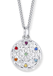 Štýlový náhrdelník s kryštálmi Chakra Flower 31091.MLT.R