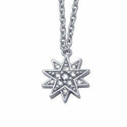 Trblietavý strieborný náhrdelník Hviezda s kryštálmi Sisy 32134.S