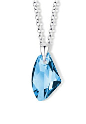 Třpytivý stříbrný náhrdelník s modrým křišťálem Hanna 30035.AQU.S