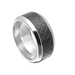 Čierny vzorovaný prsteň z ocele DCRG501502