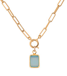 Stylový pozlacený náhrdelník s chalcedonem Chunky