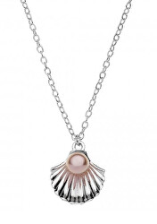 Pôvabný strieborný náhrdelník Mušle s perlou CS00005SMPL-P.CS