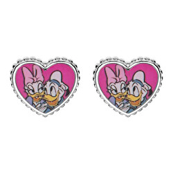 Romantické stříbrné náušnice Donald and Daisy Duck ES00031SL