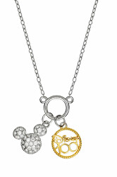Slušivý strieborný bicolor náhrdelník Mickey Mouse NS00058TZWL-157.CS